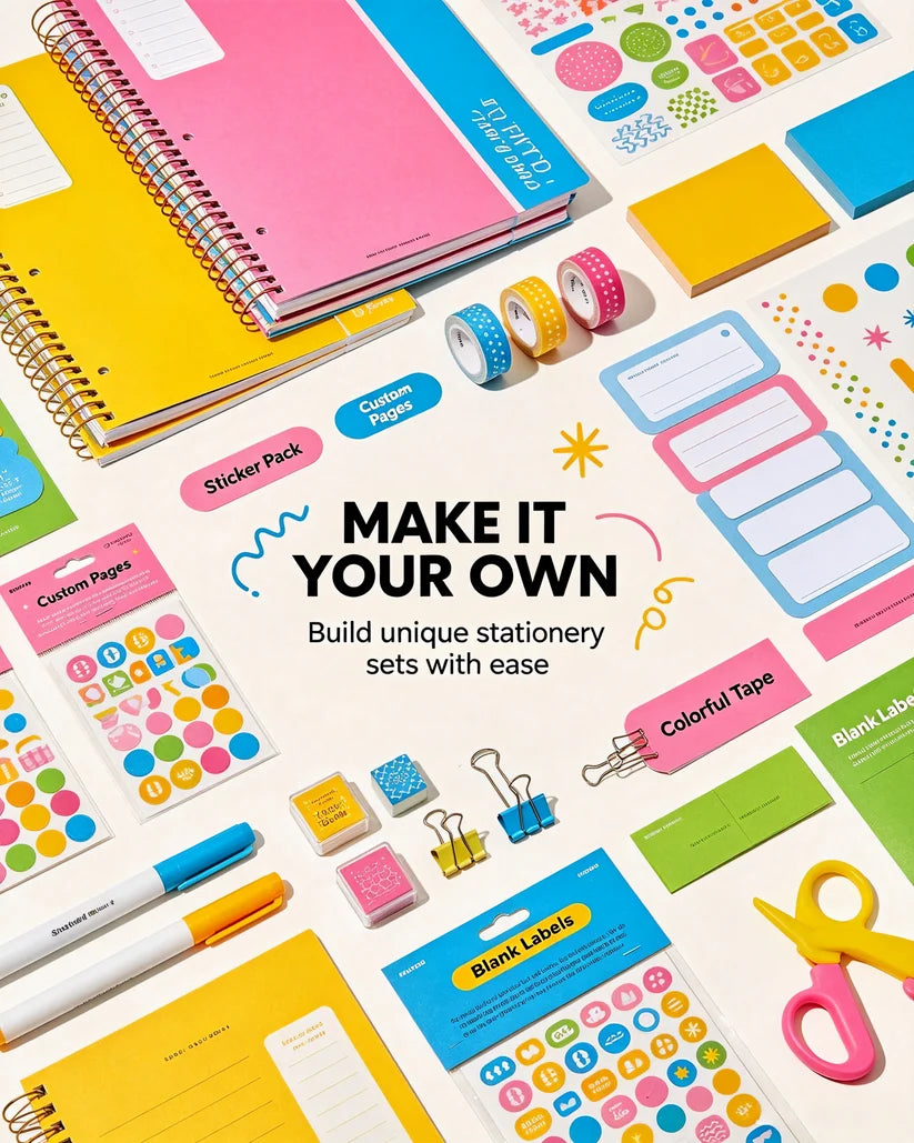 Aesthetic DIY Stationery Bundle | All-In-One Bullet Journal & Planner Craft Kit for Back to School
